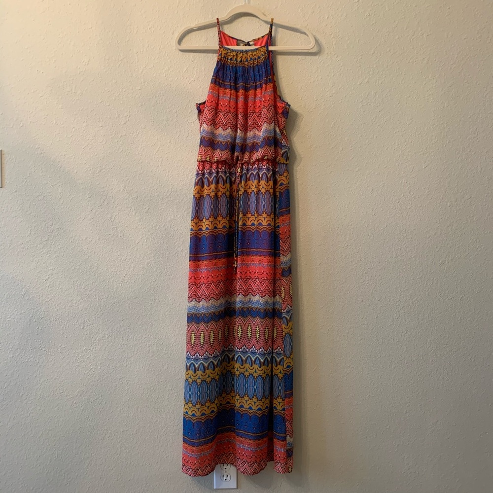 Long Halter pattern maxi dress